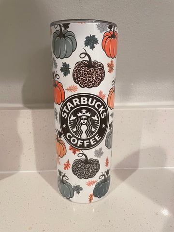 Leopard print pumpkin tumbler